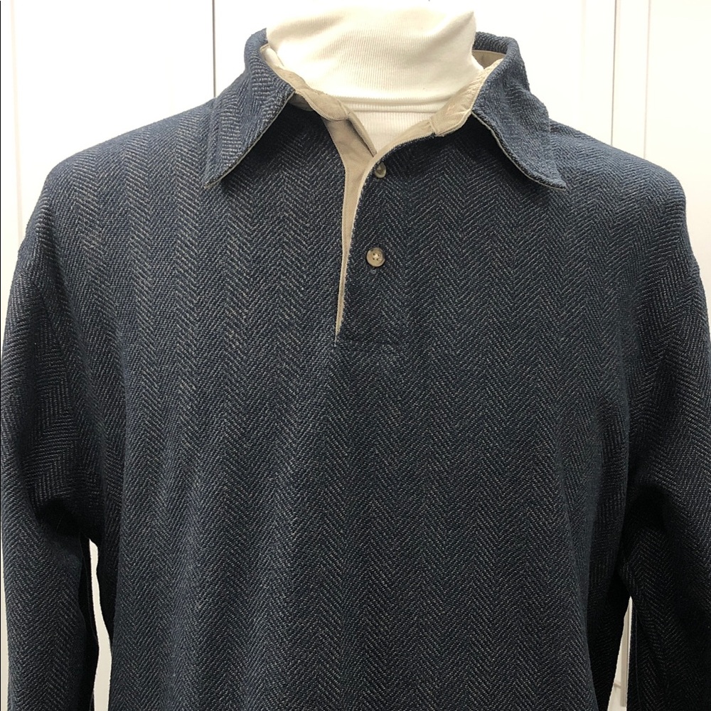 Denver Hays Men’s Long Sleeve Shirt – Size XL – Navy Blue & Beige Herringbone - Picture 3 of 11
